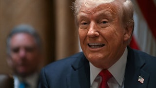 Donald Trump speaks during his Cabinet meeting