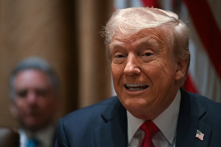 Donald Trump speaks during his Cabinet meeting