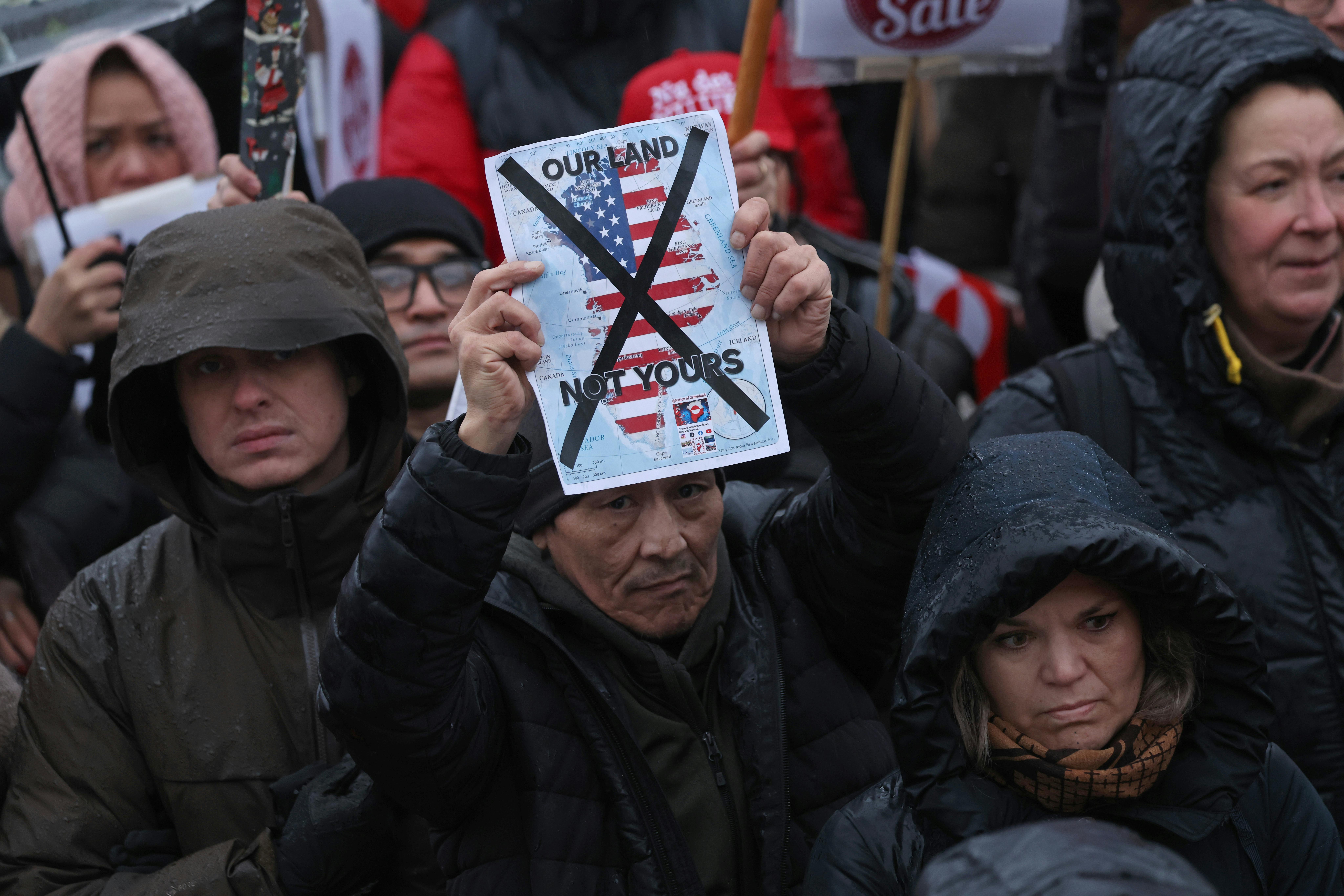 People protest against U.S. control of Greenland in Nuuk, Greenland