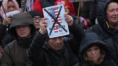 People protest against U.S. control of Greenland in Nuuk, Greenland