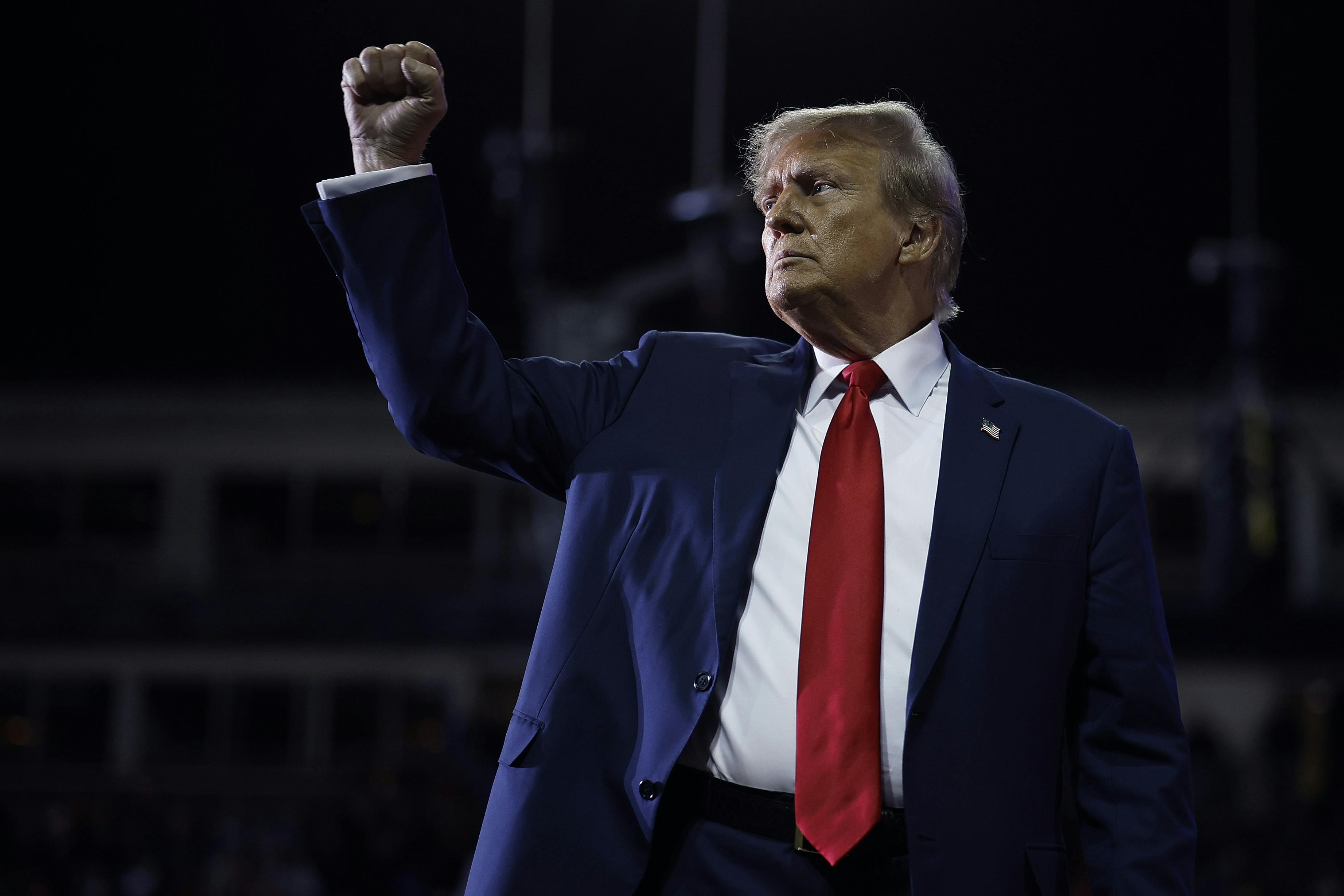 Trump at a rally in Manchester