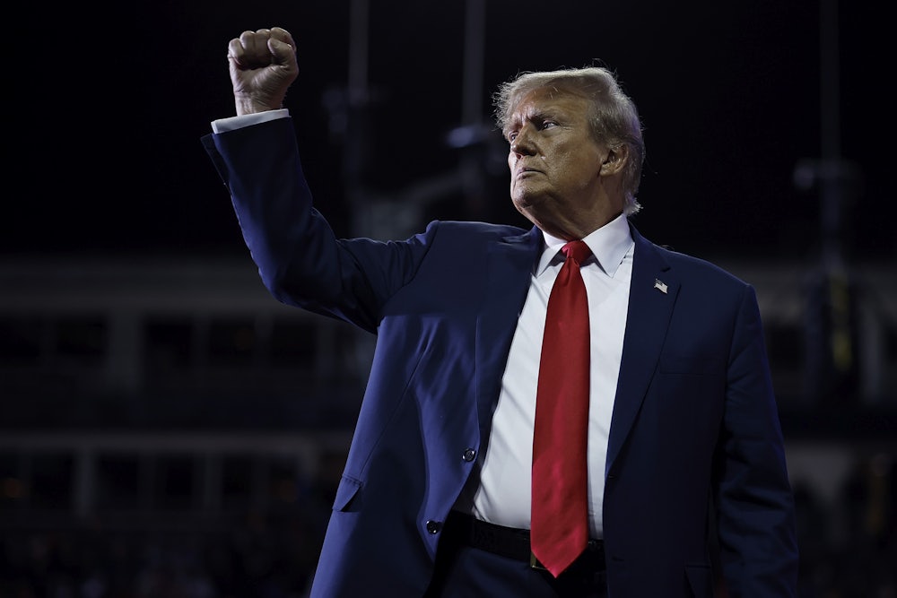 Trump at a rally in Manchester