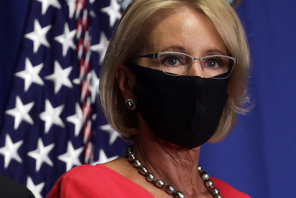 Secretary of Education Betsy DeVos at a White House Coronavirus Task Force press briefing