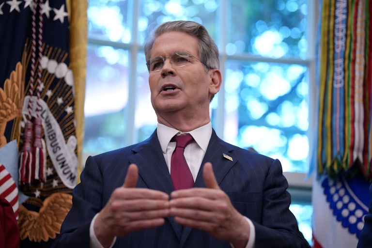 Treasury Secretary Scott Bessent speaks in the White House
