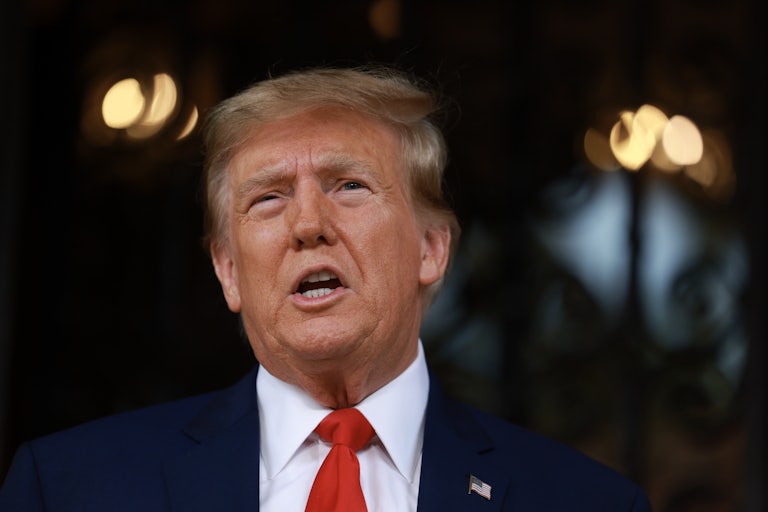 Close-up of Donald Trump as he speaks