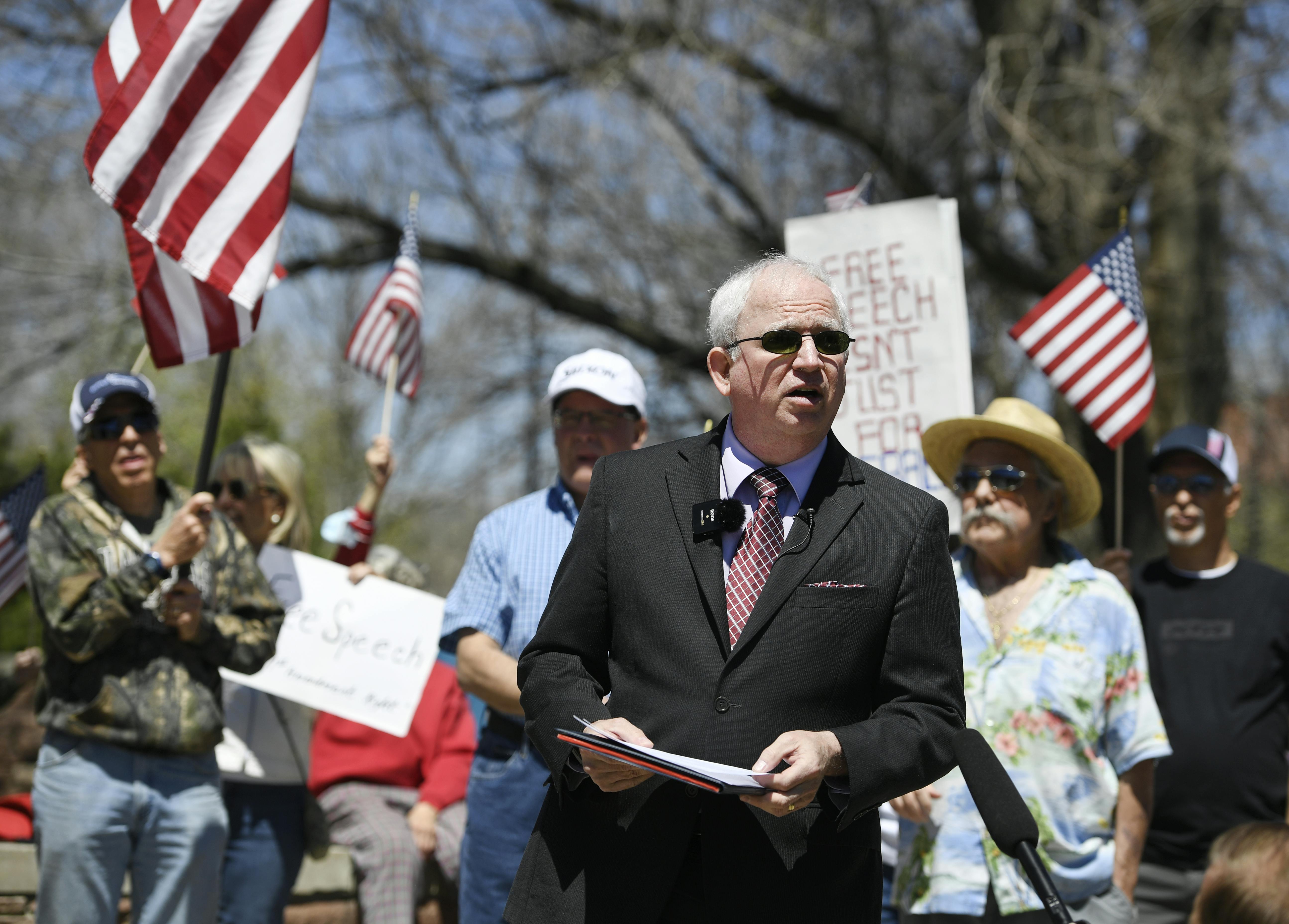 John Eastman at a news conference