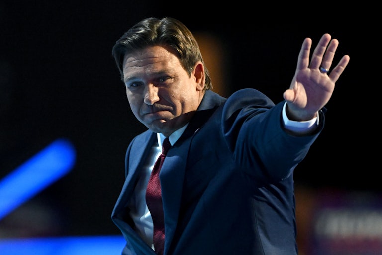 Ron DeSantis waves during the Republican National Convention