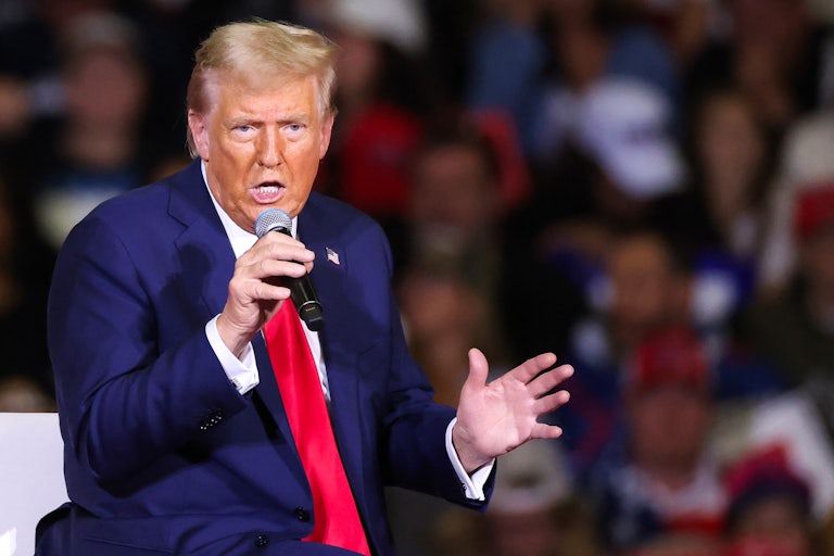 Donald Trump speaks at a campaign rally