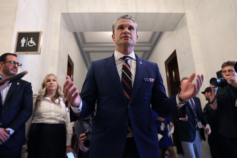 Pete Hegseth speaks to reporters on Capitol Hill