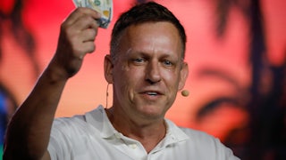 Peter Thiel waves $100 bills