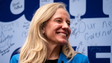 Virginia Democratic gubernatorial candidate Abigail Spanberger smiles at a campaign event
