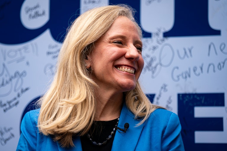 Virginia Democratic gubernatorial candidate Abigail Spanberger smiles at a campaign event