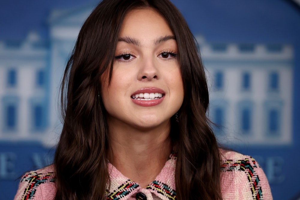 Olivia Rodrigo addresses the press at the White House
