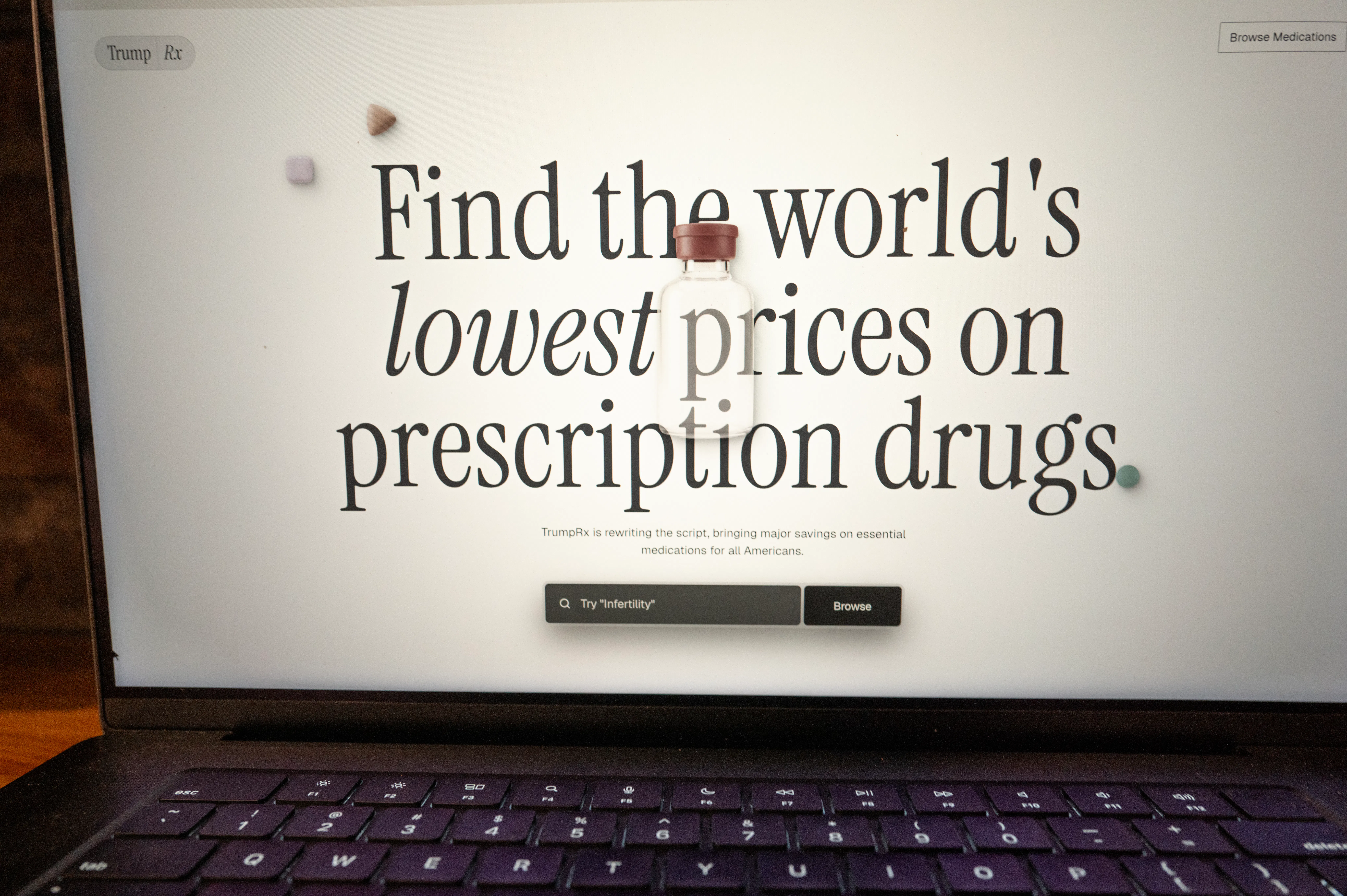 TrumpRx website on a laptop