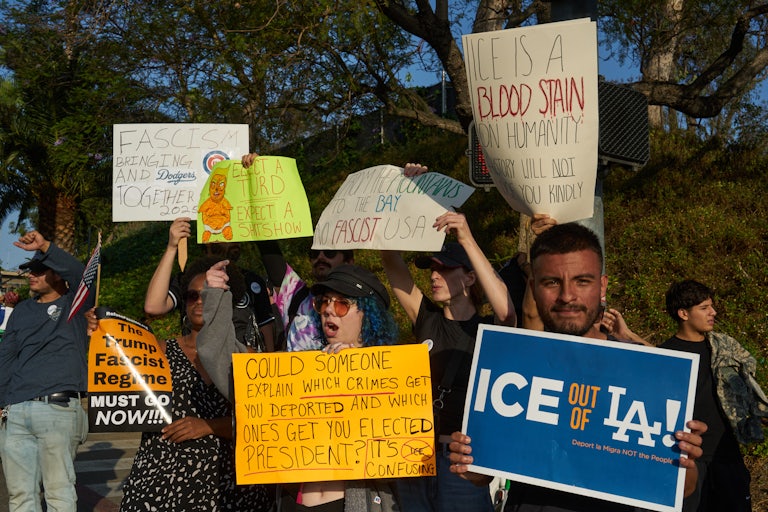 People protest against ICE and Donald Trump in Los Angeles