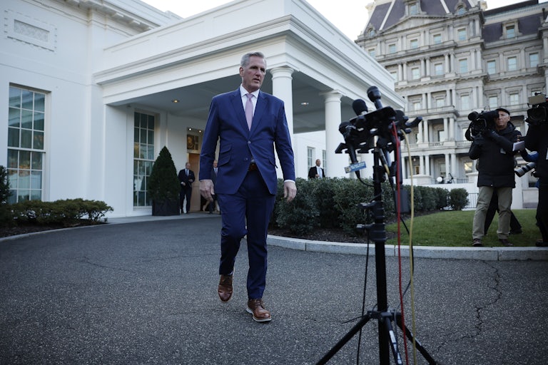 House Speaker Kevin McCarthy speaks to the media after meeting with President Biden.
