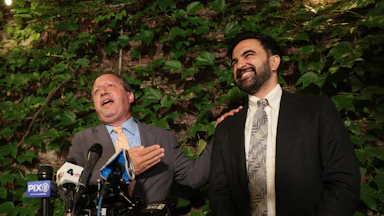 Brad Lander and Zohran Mamdani on the campaign trail