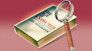 Illustration of the book "The Age of Extremes" with a magnifying glass next to it.