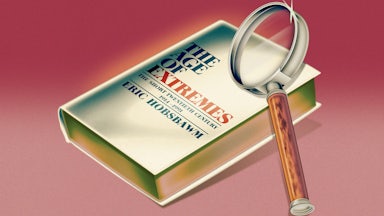 Illustration of the book "The Age of Extremes" with a magnifying glass next to it.