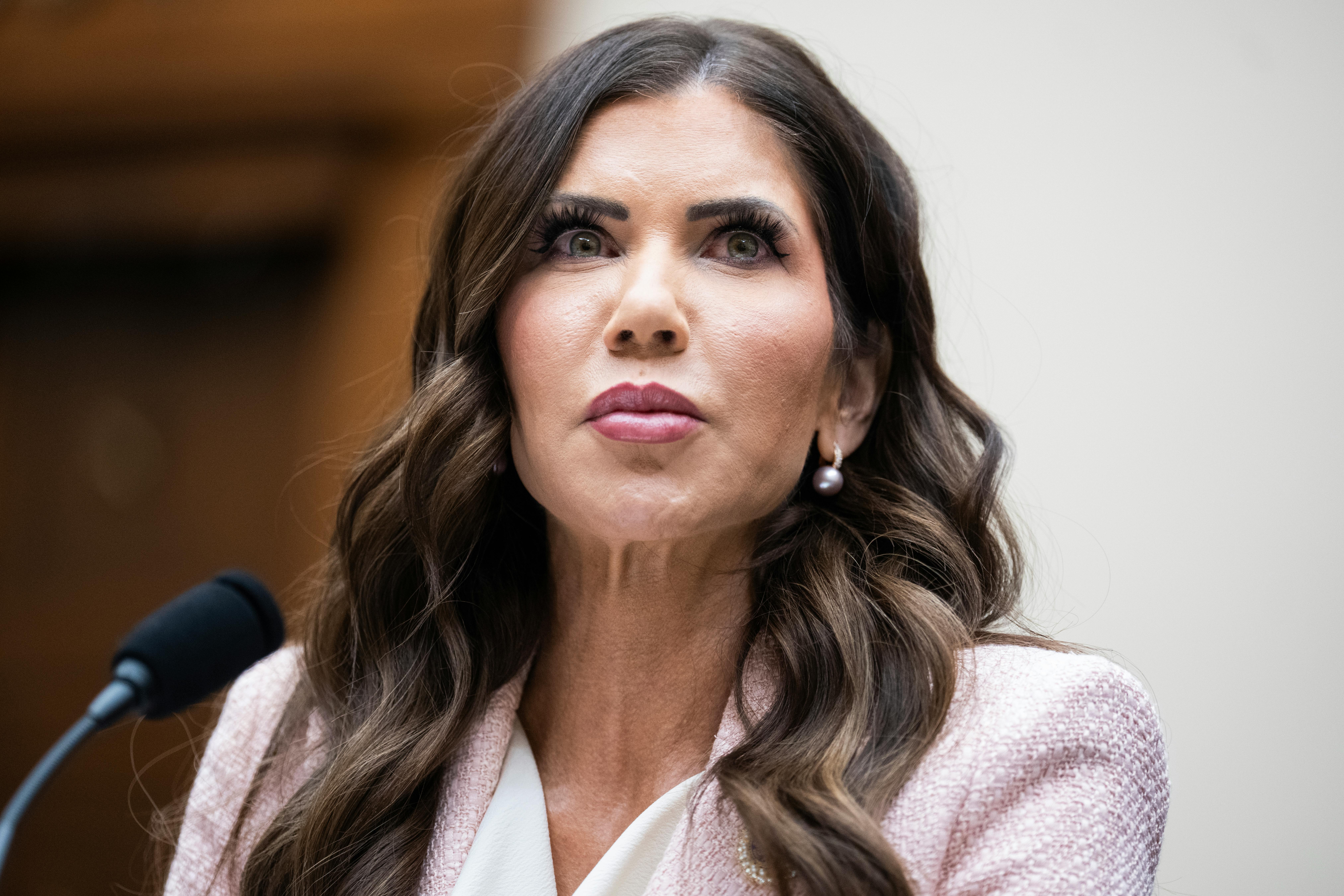 Outgoing Homeland Security Secretary Kristi Noem sits in a House Judiciary Committee hearing