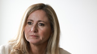 Democratic Senate candidate Debbie Mucarsel-Powell is interviewed during a campaign event at the United Teachers of Dade headquarters in Miami, Florida.