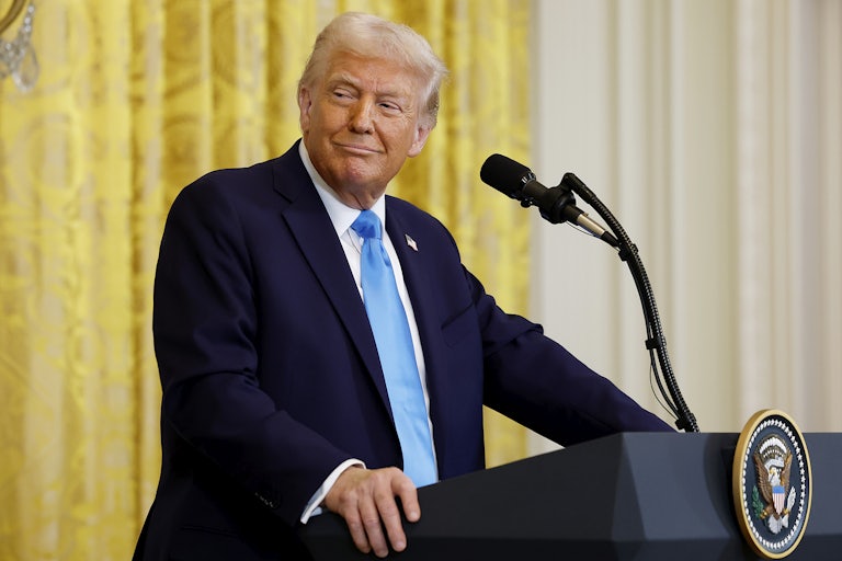 Donald Trump at the presidential podium