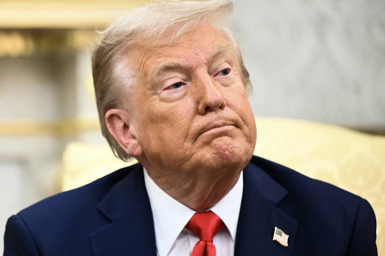 President Donald Trump at a press conference.