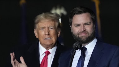 Donald Trump and J.D. Vance looking pretty dumb