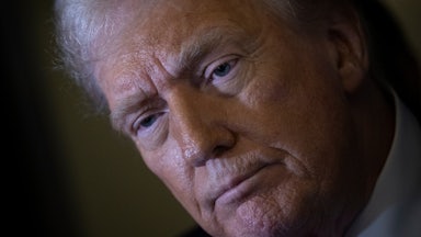 Tilted closeup of Donald Trump's face