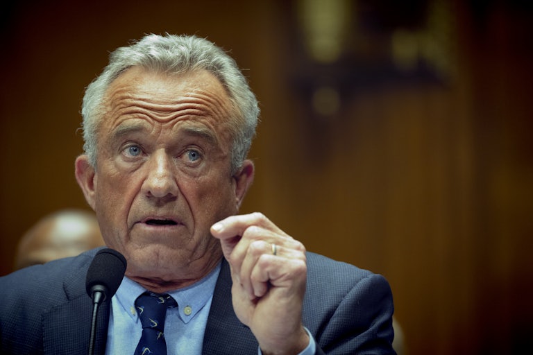 Robert F. Kennedy Jr. gestures while speaking in a Senate hearing