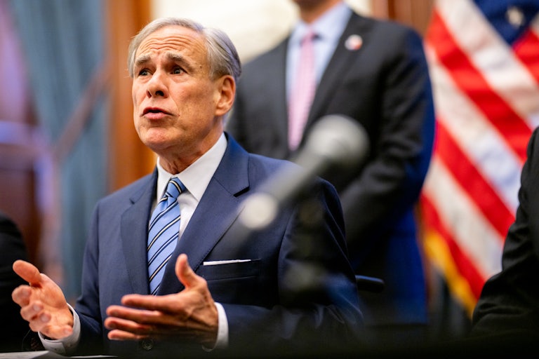 Texas Governor Greg Abbott speaks at a news conference.