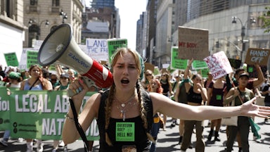 A pro–abortion rights demonstration in New York City 