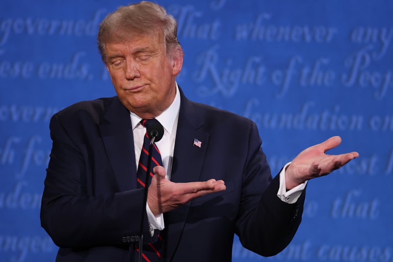 Trump closes his eyes during the first presidential debate in 2020