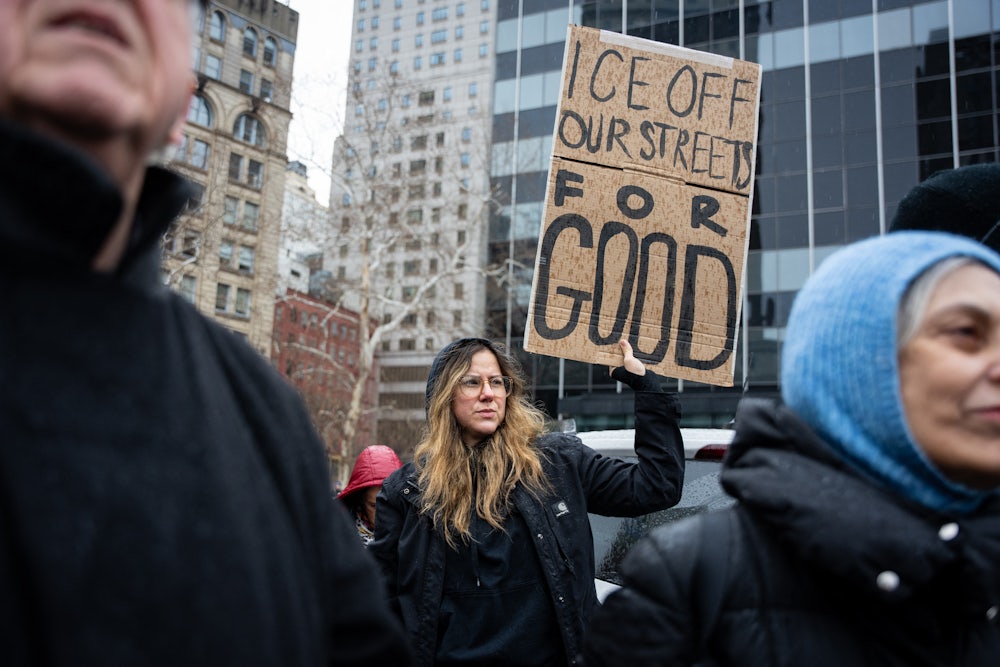 An anti-ICE rally in New York City