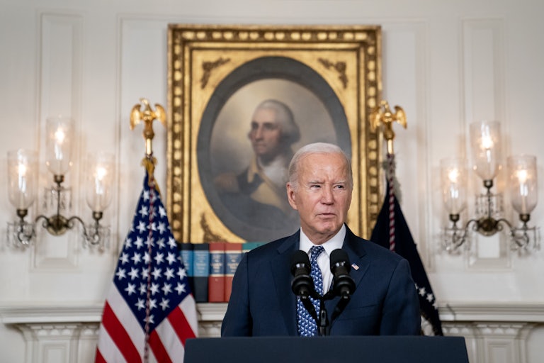Joe Biden delivers remarks in the White House