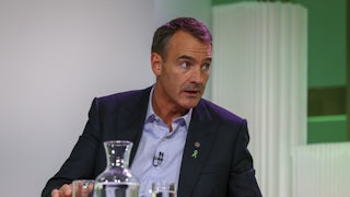 Bernard Looney gestures while speaking.