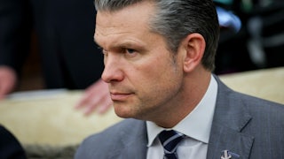 Defense Secretary Pete Hegseth sits in the Oval Office