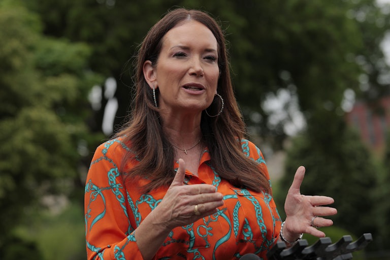 Agriculture Secretary Brooke Rollins speaks with her hands.