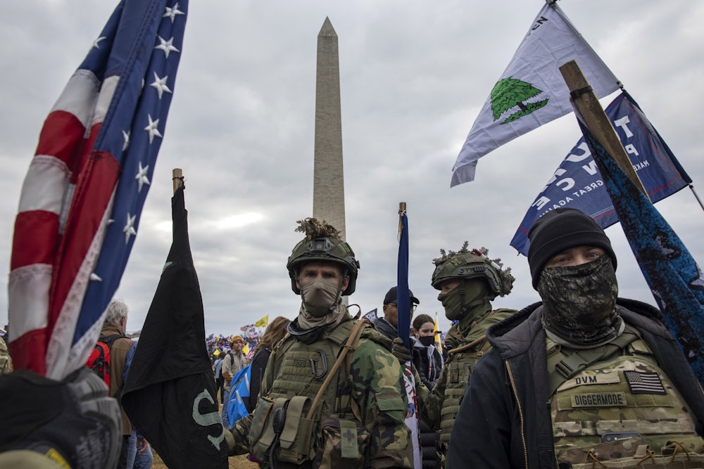 Pro-Trump protesters in front of the Washington Monument