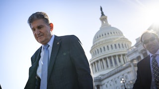 Sen. Joe Manchin leaves the U.S. Capitol after a vote October 27, 2021 in Washington, DC.