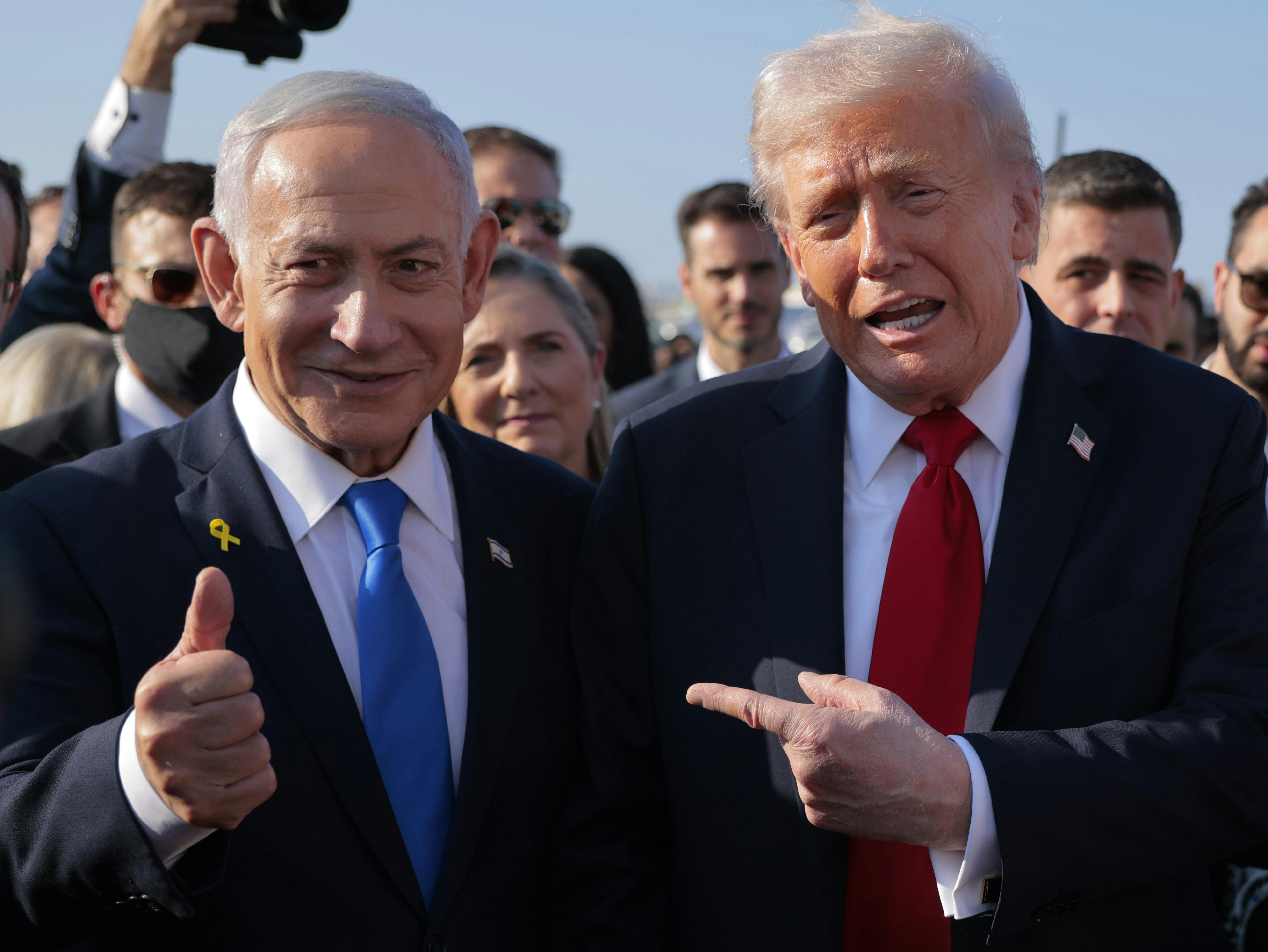 Trump and Israeli Prime Minister Benjamin Netanyahu in Tel Aviv