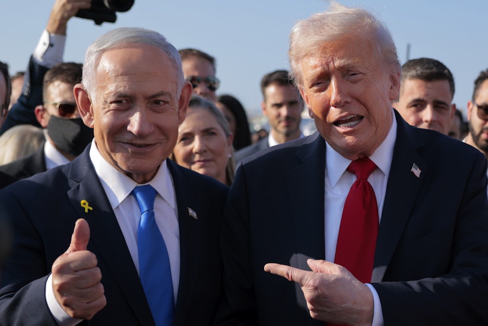 Trump and Israeli Prime Minister Benjamin Netanyahu in Tel Aviv