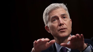 A close-up of Supreme Court Justice Neil Gorsuch.