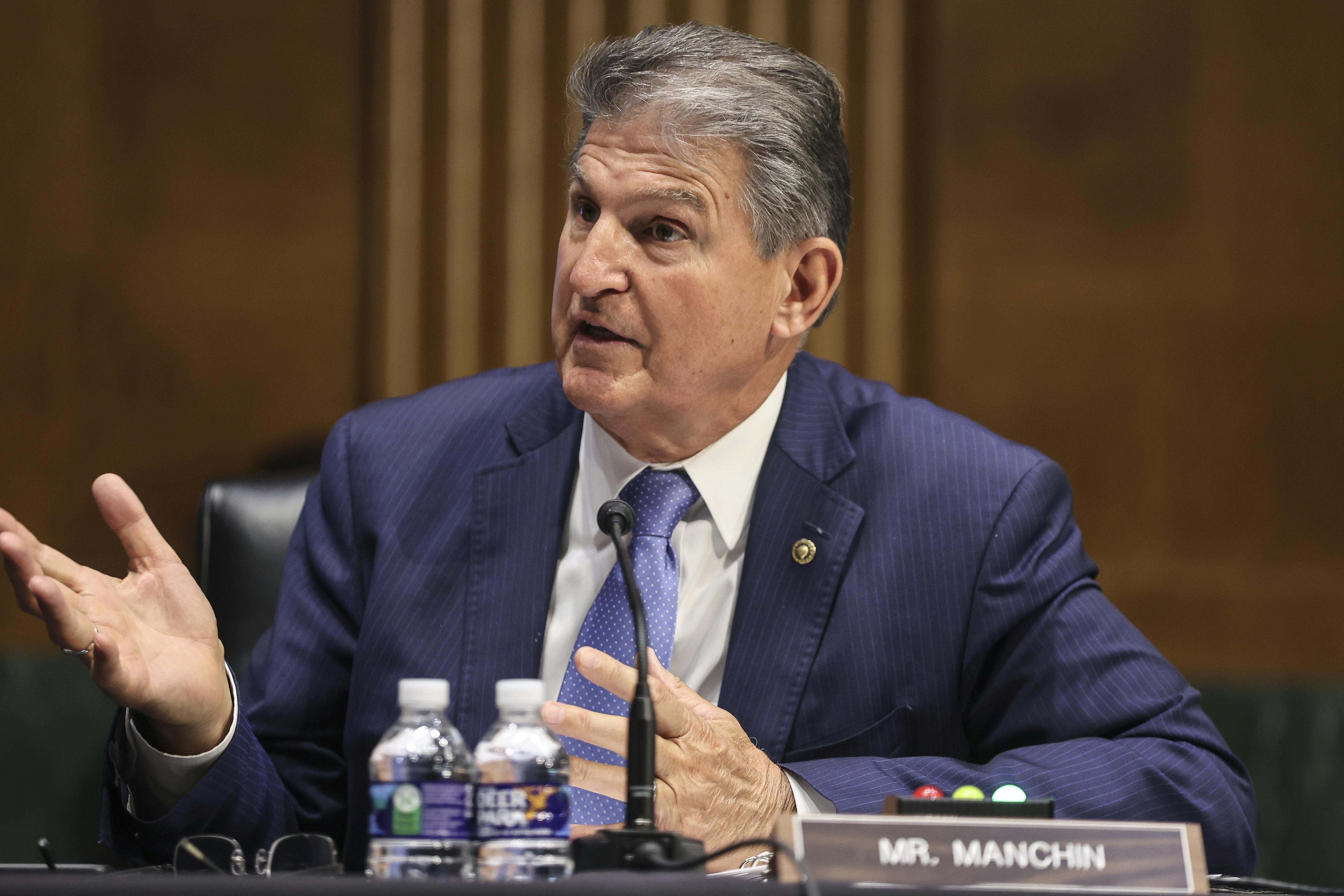 Senator Joe Manchin speaks during a Senate Appropriations Committee hearing 