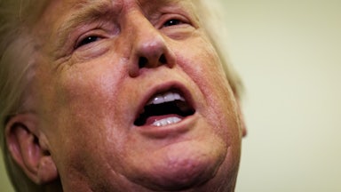 Donald Trump speaks on Air Force One