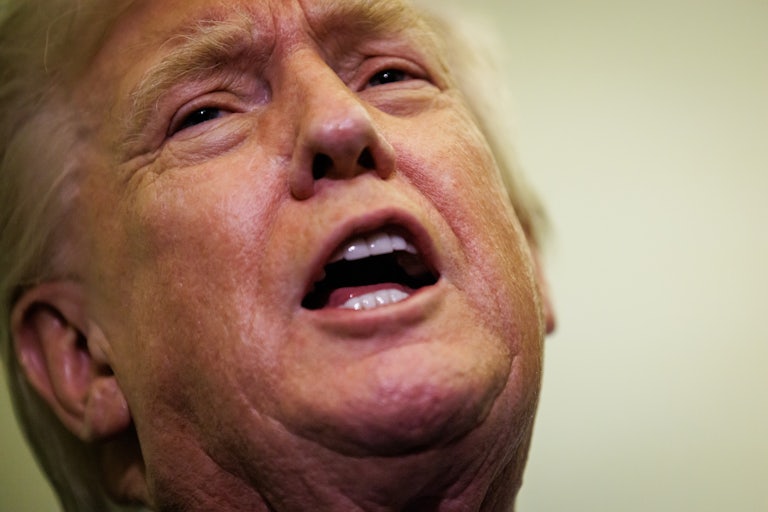 Donald Trump speaks on Air Force One