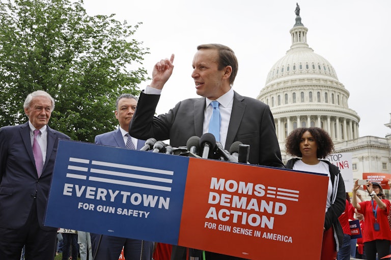 Sen. Chris Murphy addresses a rally with fellow Senate Democrats and gun control advocacy groups outside the U.S. Capitol on May 26.