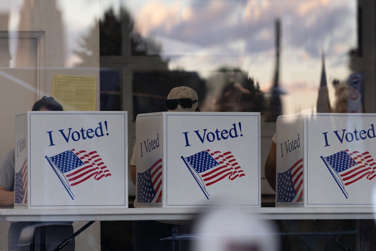 People vote at a polling station in Pittsburgh, Pennsylvania