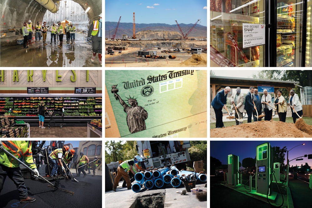 A grid of photographs showing infrastructure projects in the past three years.