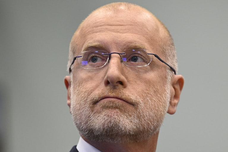 Brendan Carr looks to the side